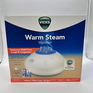 NEW Vicks Warm Steam Vaporizer Temporary Relief Cough Congestion Filter Free